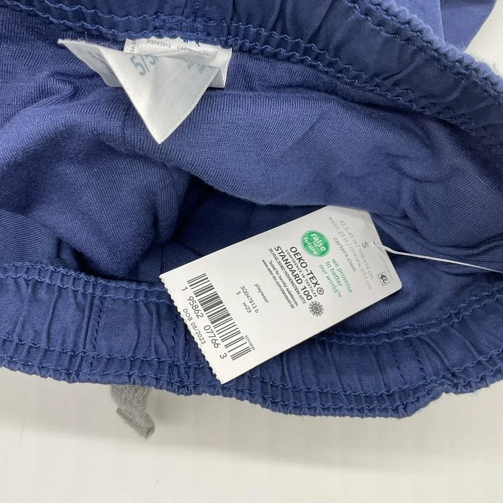 Carter's Pants Boys 5 Blue Elastic Waist Drawstring Lightweight Jogger‎ Casual